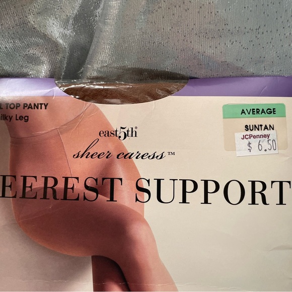 VINTAGE ✳️ JC Penney Sheerest Support Pantyhose ✳️ Average ✳️ Suntan NEW - Picture 2 of 3